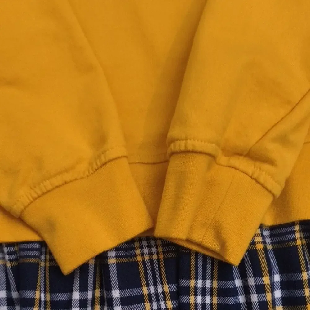 Nautica, Long Sleeve Mustard and Navy Plaid Dress, Size S/7 EUC